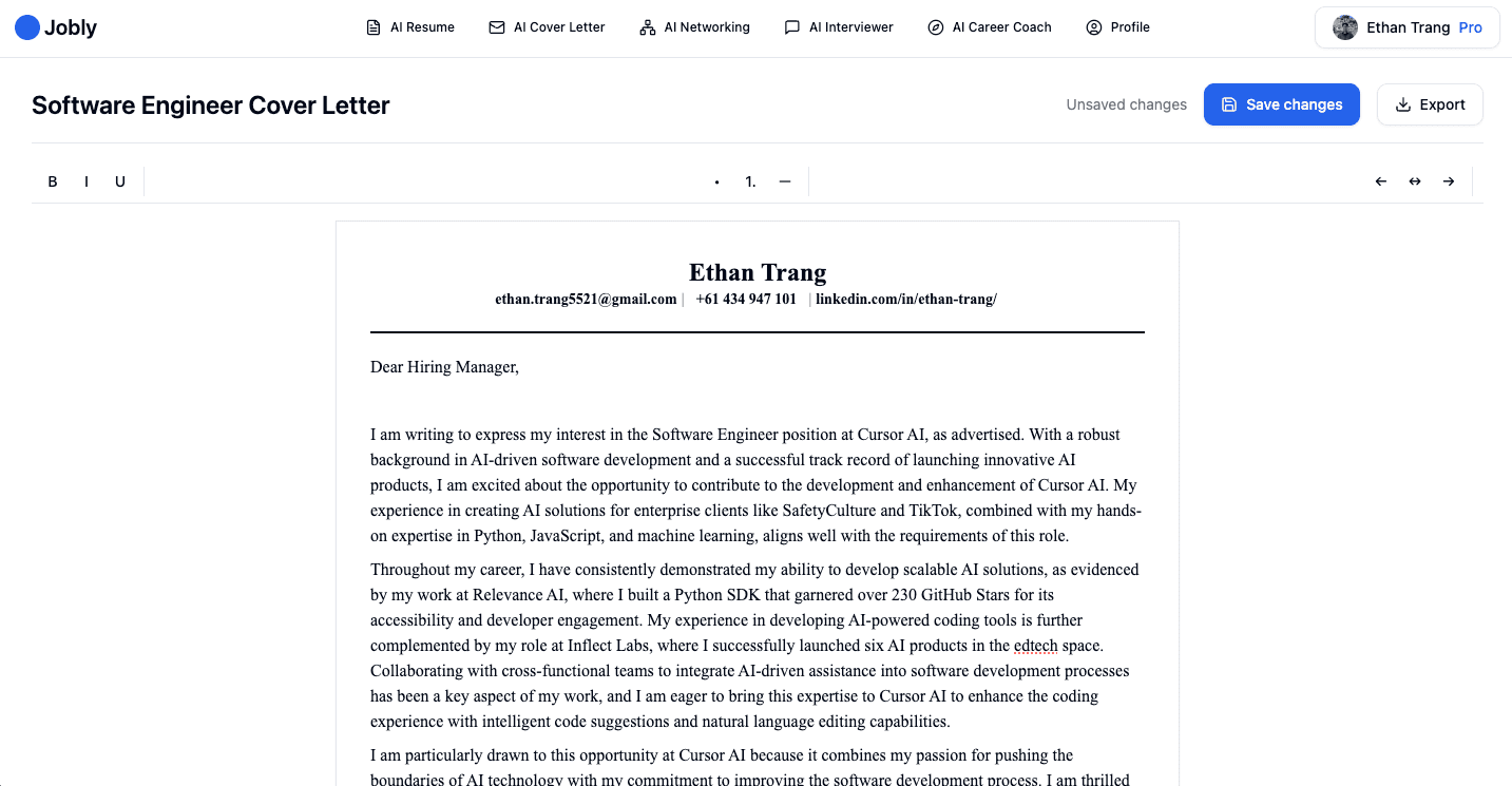 Cover Letter Generator